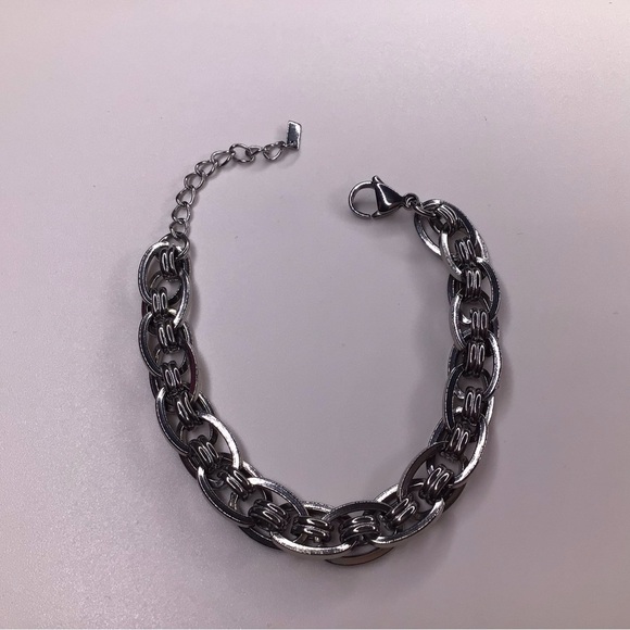 STAINLESS STEEL RHODIUM UNISEX BRACELET - Picture 2 of 4